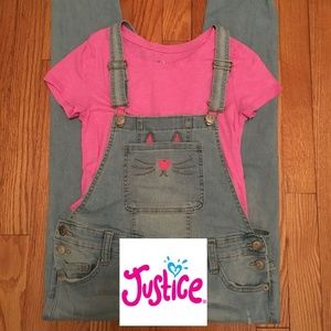 Justice Girls Cat Overalls Set size 12